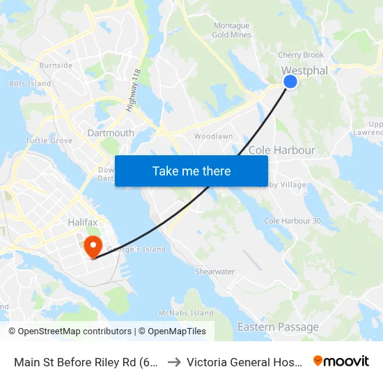 Main St Before Riley Rd (6947) to Victoria General Hospital map