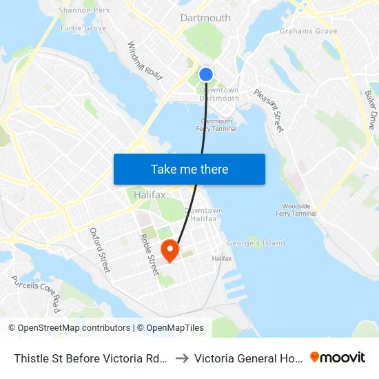 Thistle St Before Victoria Rd (8393) to Victoria General Hospital map