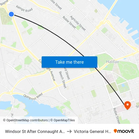Windsor St After Connaught Ave (8552) to Victoria General Hospital map