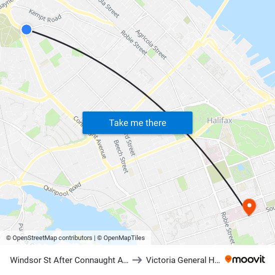 Windsor St After Connaught Ave (8551) to Victoria General Hospital map