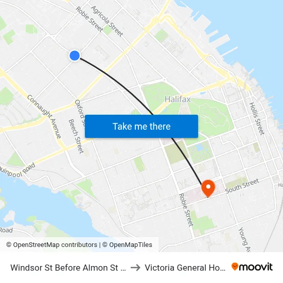 Windsor St Before Almon St (8557) to Victoria General Hospital map