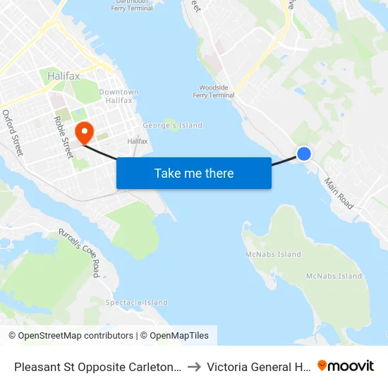 Pleasant St Opposite Carleton St (8004) to Victoria General Hospital map