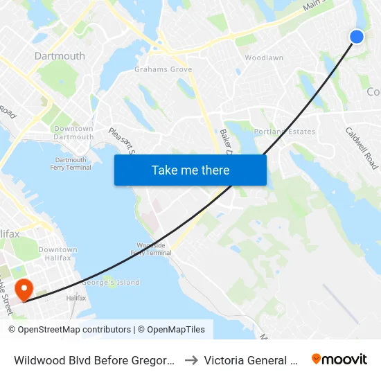 Wildwood Blvd Before Gregory Dr (8487) to Victoria General Hospital map