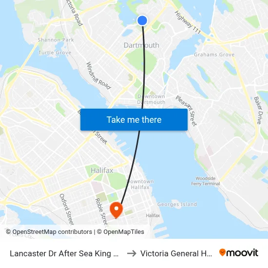 Lancaster Dr After Sea King Dr (2323) to Victoria General Hospital map