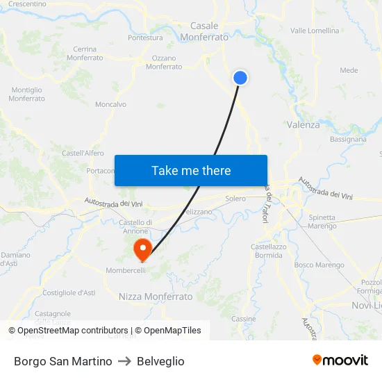 San Martino Borough to Belveglio map