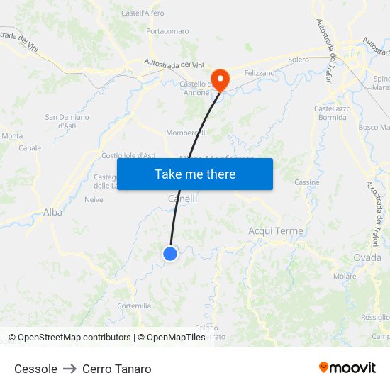 Cessole to Cerro Tanaro map