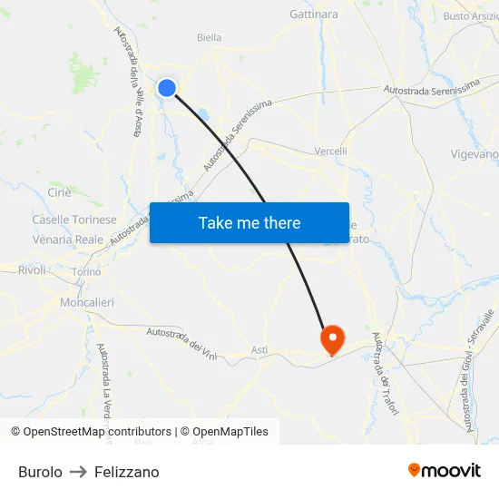 Burolo to Felizzano map
