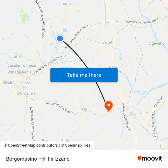 Borgomasino to Felizzano map