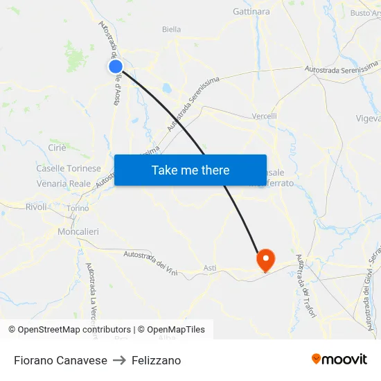 Fiorano Canavese to Felizzano map