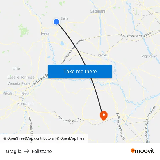 Graglia to Felizzano map