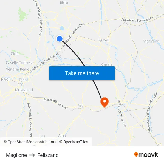Maglione to Felizzano map
