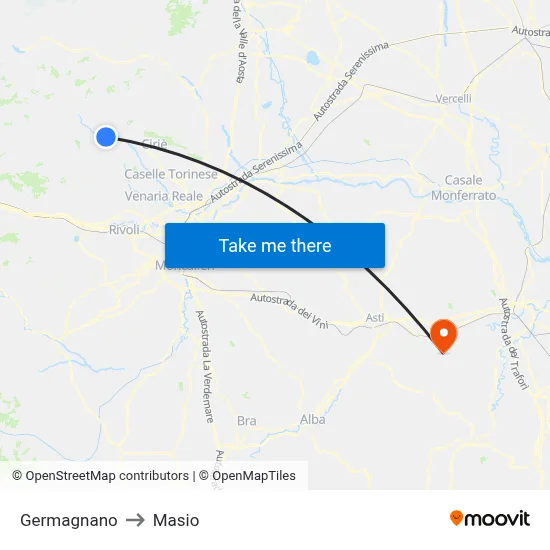 Germagnano to Masio map