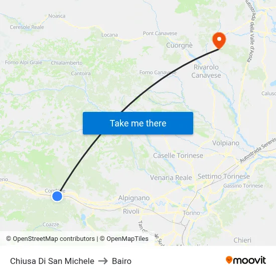 Chiusa Di San Michele to Bairo map