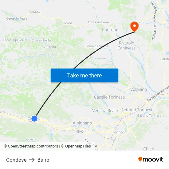 Condove to Bairo map