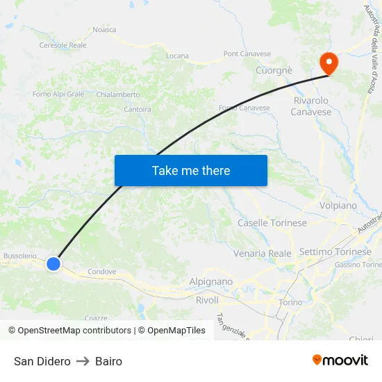 San Didero to Bairo map