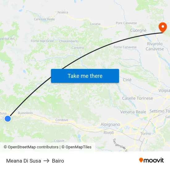 Meana Di Susa to Bairo map