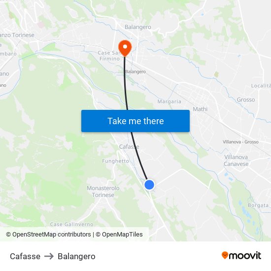 Cafasse to Balangero map