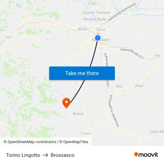 Turin Lingotto to Brossasco map