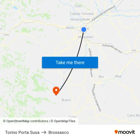 Turin Porta Susa to Brossasco map