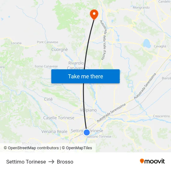 Settimo Torinese to Brosso map