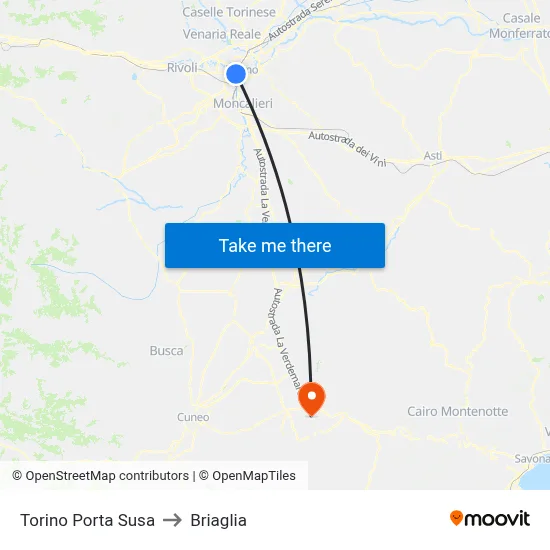 Turin Porta Susa to Briaglia map