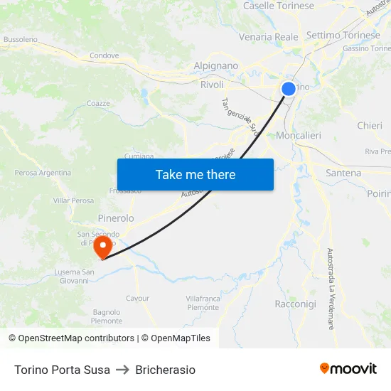 Turin Porta Susa to Bricherasio map