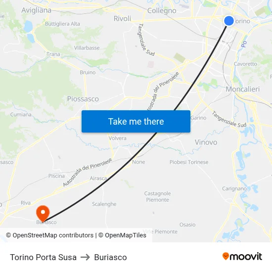 Turin Porta Susa to Buriasco map