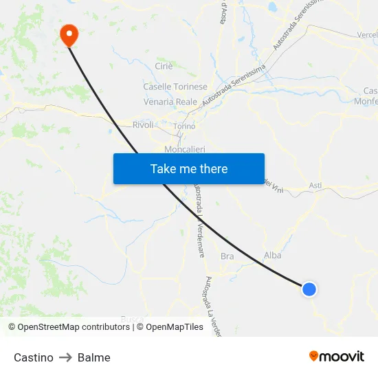Castino to Balme map