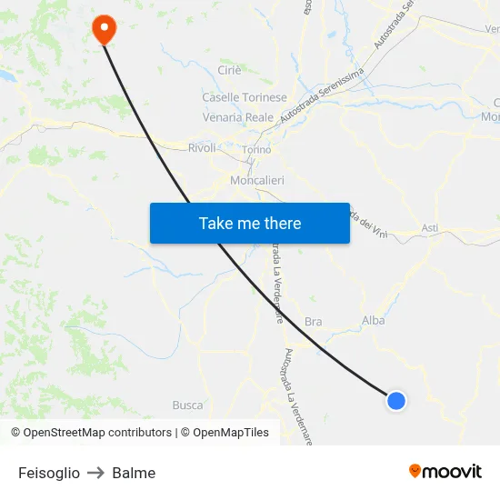 Feisoglio to Balme map