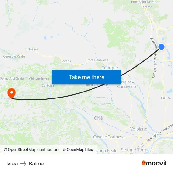 Ivrea to Balme map