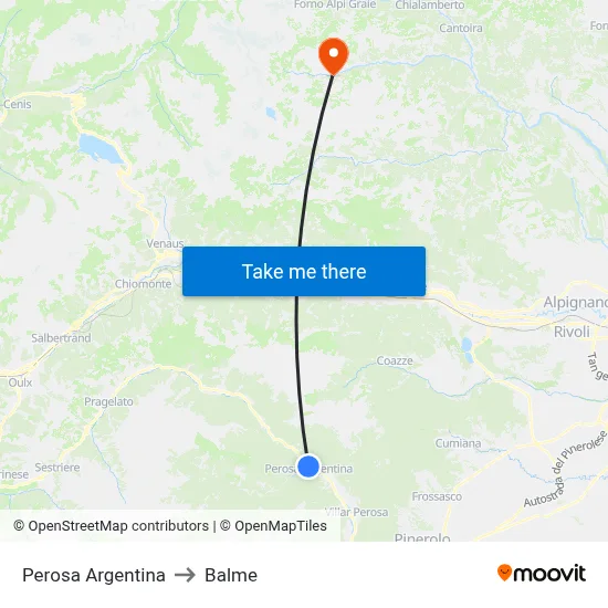 Perosa Argentina to Balme map