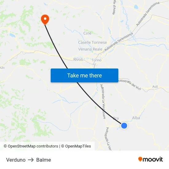 Verduno to Balme map