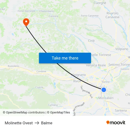 Molinette West to Balme map