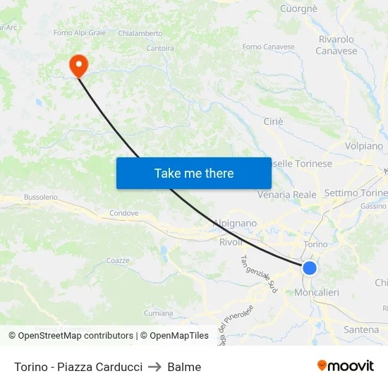 Turin - Carducci Square to Balme map