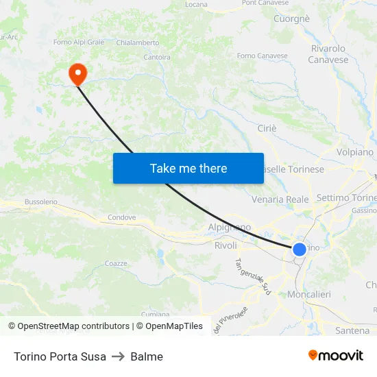 Turin Porta Susa to Balme map