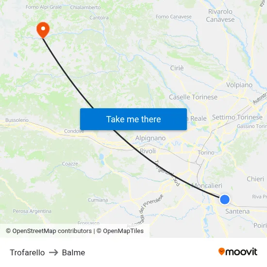 Trofarello to Balme map