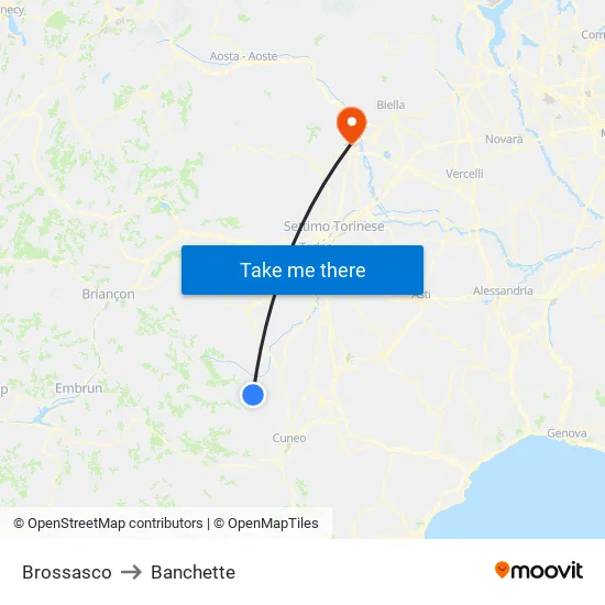 Brossasco to Banchette map