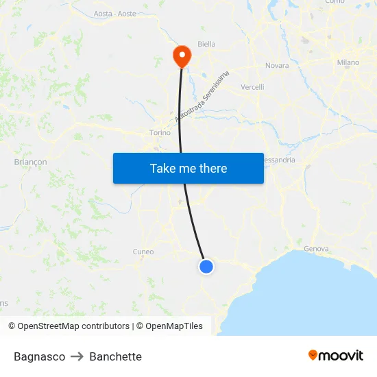 Bagnasco to Small Banks map