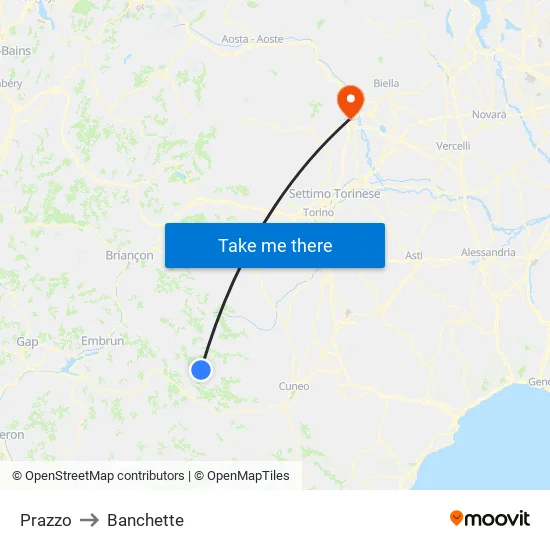 Prazzo to Banchette map