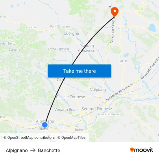 Alpignano to Small Banks map