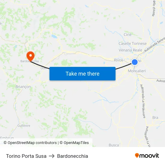 Turin Porta Susa to Bardonecchia map