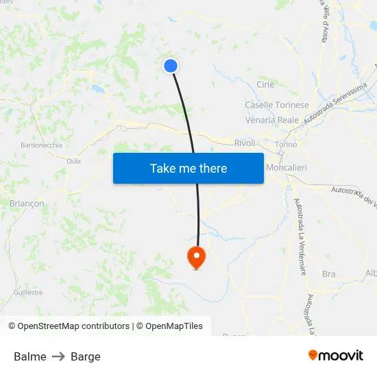 Balme to Barge map