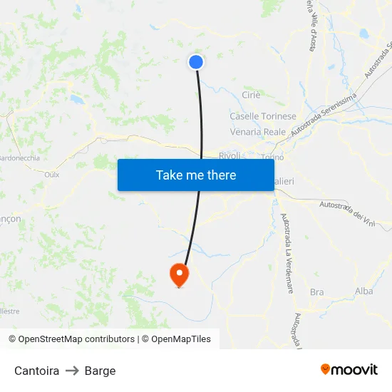 Cantoira to Barge map