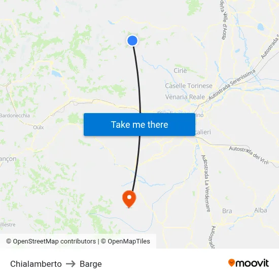 Chialamberto to Barge map