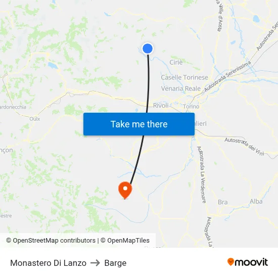Monastero Di Lanzo to Barge map