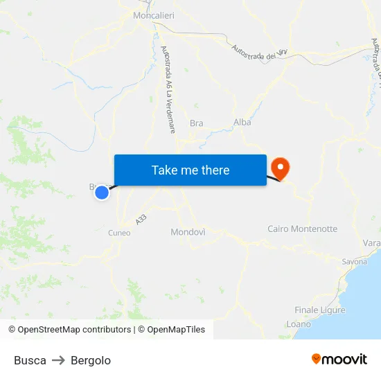 Busca to Bergolo map