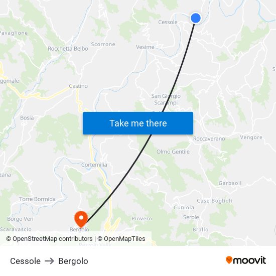 Cessole to Bergolo map