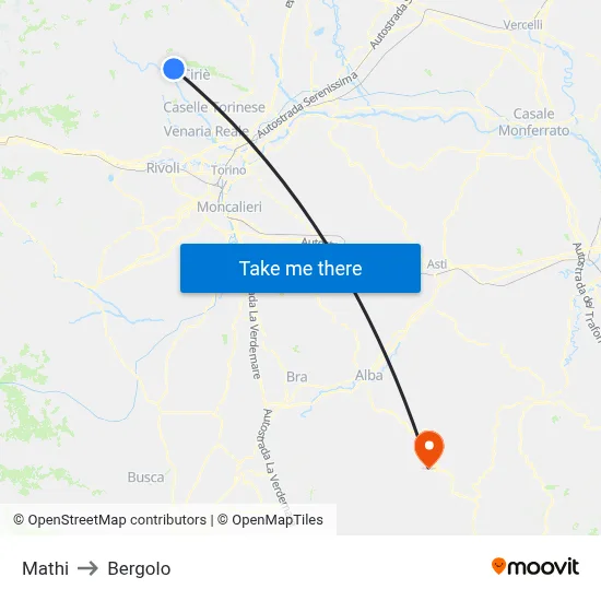 Mathi to Bergolo map
