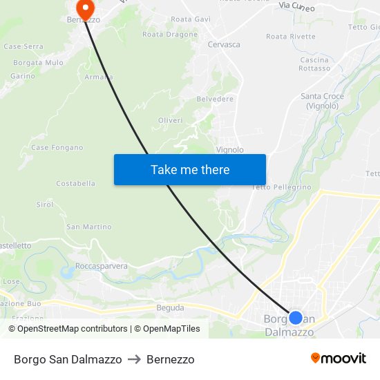 Borgo San Dalmazzo to Bernezzo map