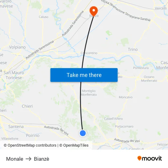 Monale to Bianzè map